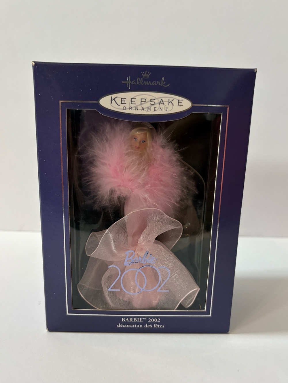 2002 Hallmark Barbie Ornament in Pink Gown with Feather Boa